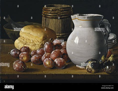 Bodegón de Luis Egidio Meléndez con pan y frutas