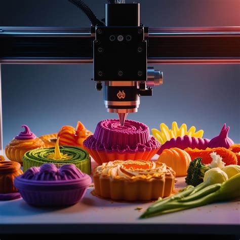 Esquema de impresora 3D de alimentos creando esferas de fruta