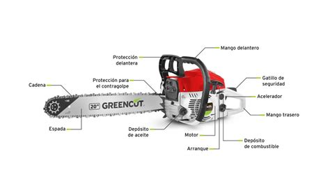 Esquema técnico de una espada de motosierra mostrando el sistema de guía de cadena y la estrella de reenvío