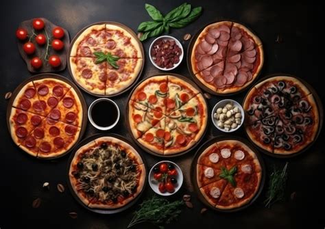 Fotografía de una mesa familiar disfrutando de varias pizzas grandes en Pizzería Ariel