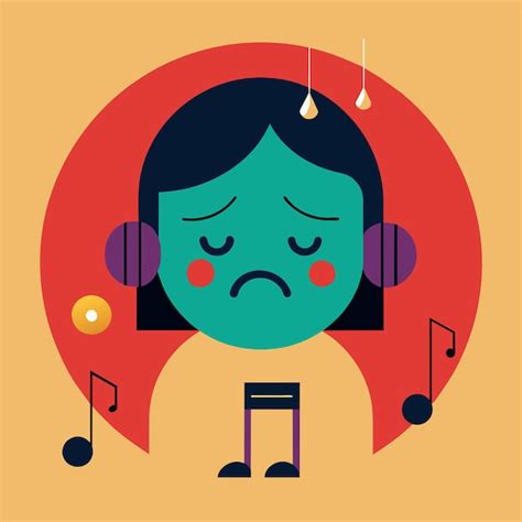 Imagen de una persona en actitud melancólica escuchando música, con auriculares y una expresión pensativa, o un violín con una lágrima cayendo.