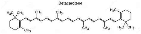 Diagrama que muestra la estructura molecular del betacaroteno.