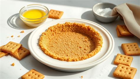 Foto de una base de tarta de galletas recién horneada en un molde