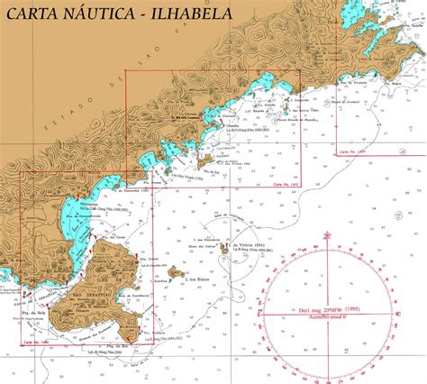 Carta náutica con representación de boyas y sus símbolos