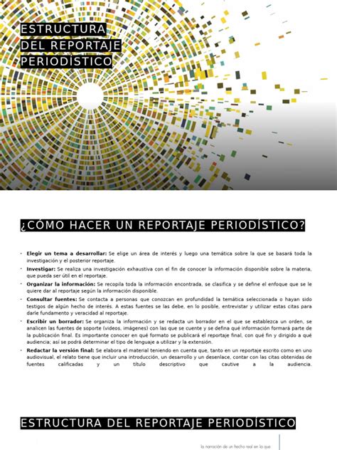 Infografía detallando la estructura del reportaje de 