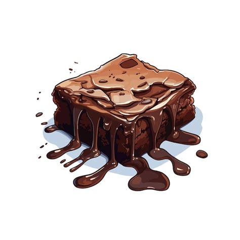 Ilustración de un brownie de chocolate con frambuesas decorado con más frambuesas frescas.