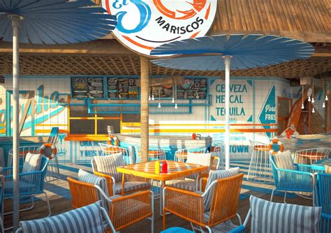 Fachada del Restaurante de Mariscos GRS Avenida o ambiente interior con mesas