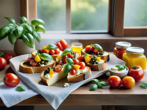 Ingredientes frescos para bruschettas