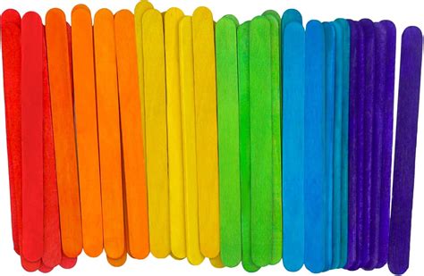 Esquema de materiales necesarios: palitos de madera natural, palitos de colores, pegamento, cartulina y pegatinas para decorar.