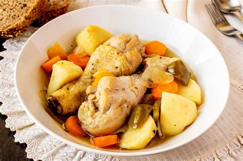 Ejemplo de un guisado de pollo con verduras
