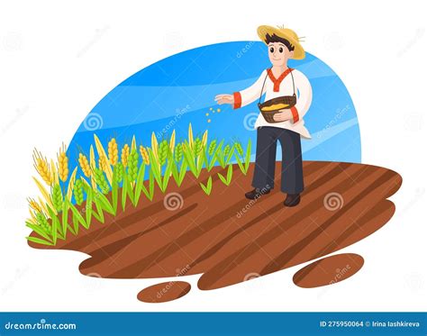 Ilustración de una antigua ceremonia china de siembra de arroz o una representación de la prosperidad asociada al arroz