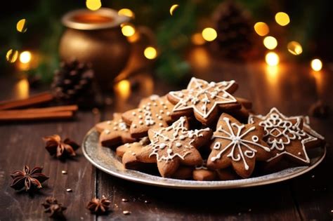 fotografía de galletas de anís y canela recién horneadas con una textura rústica y bordes dorados