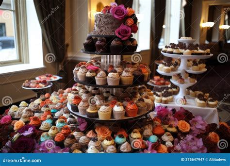 Torre de alfajores de diferentes sabores y decoraciones, dispuesta artísticamente en capas