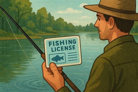 Pescador recreativo mostrando su licencia de pesca