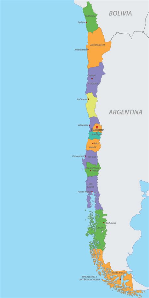 Mapa de Chile con las ubicaciones de las Inspecciones del Trabajo