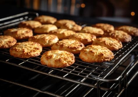 Galletas de limón recién horneadas en una bandeja, con un aspecto craquelado y espolvoreadas con azúcar glas.