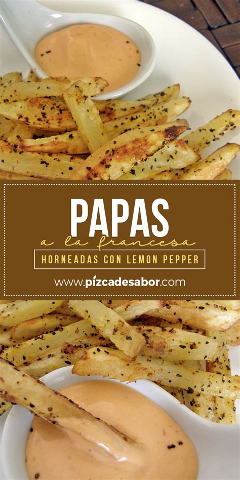 Infografía con los ingredientes principales para las papas con lemon pepper.