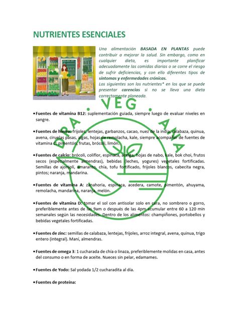 Esquema de nutrientes esenciales en una dieta basada en plantas para deportistas