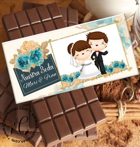 Ejemplo de envoltorios de barras de chocolate personalizadas para boda