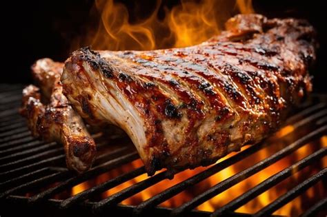 Costillas de cordero doradas y jugosas asándose en una parrilla