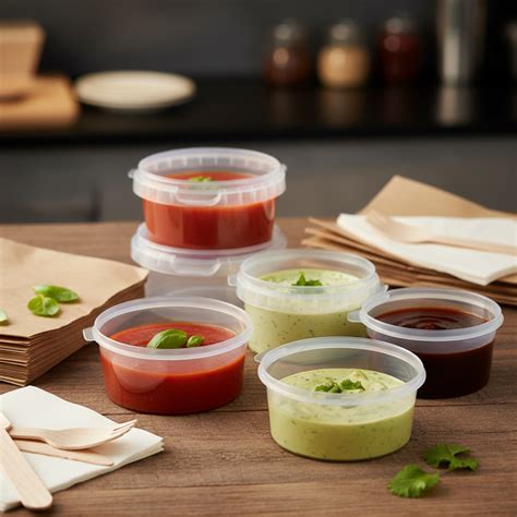 Variedad de envases para salsas y condimentos