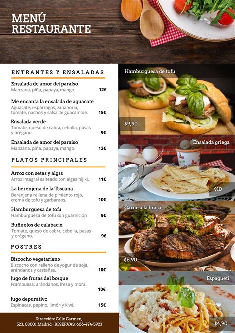 infografía con las categorías principales del menú de Restaurant el 7