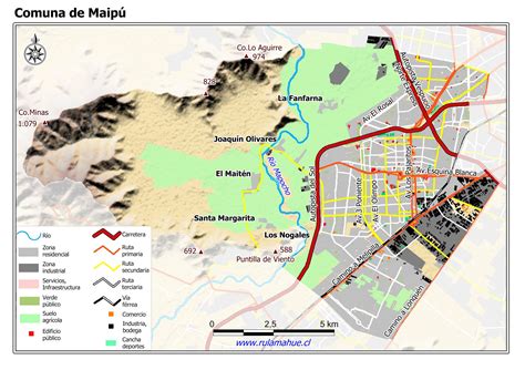 mapa de Maipú con varios puntos de entrega de restaurantes