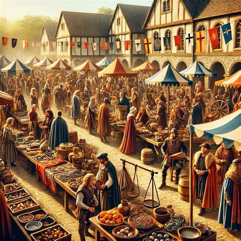 ilustracion de ferias medievales europeas