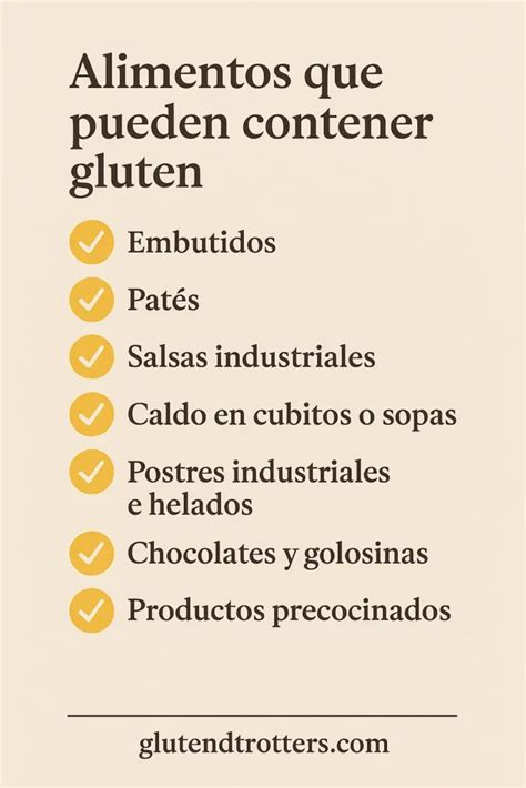 Infografía de alimentos comunes que contienen gluten y opciones sin gluten
