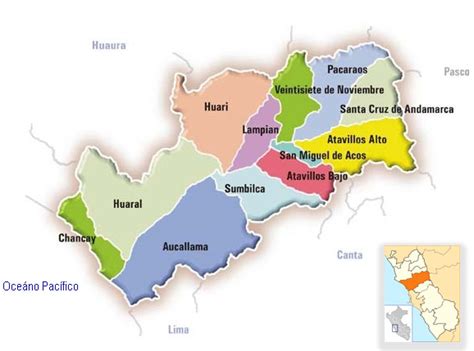 Mapa ilustrativo de la región de Huaral y sus zonas agrícolas destacadas