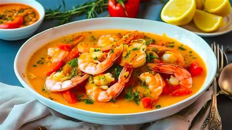 Plato de chupe de machas y camarones listo para servir