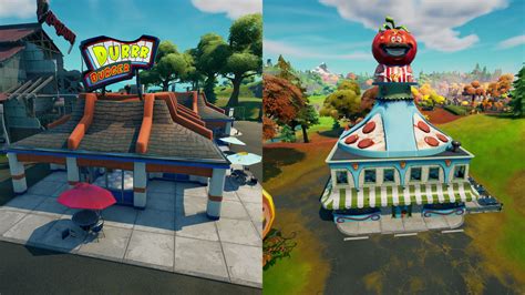 Diseño de logos de Durrr Burger y Pizza Pit de Fortnite