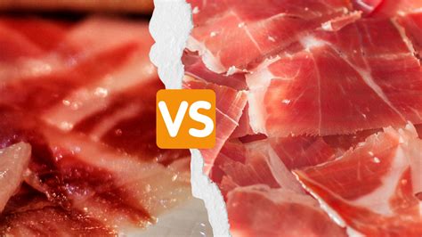 Comparativa visual entre jamón ibérico y jamón serrano