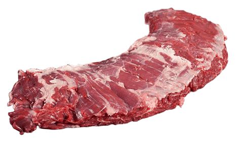 Corte de entraña cruda con su membrana característica