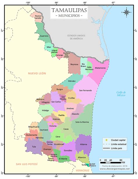 Mapa de Tamaulipas destacando la región de Tampico