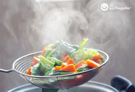 Esquema de cocción al vapor en Thermomix con vegetales