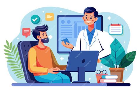 Ilustración de una persona consultando a un médico sobre dieta y salud intestinal.