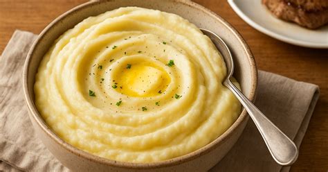 Fotografía de puré de papas cremoso con un toque de perejil