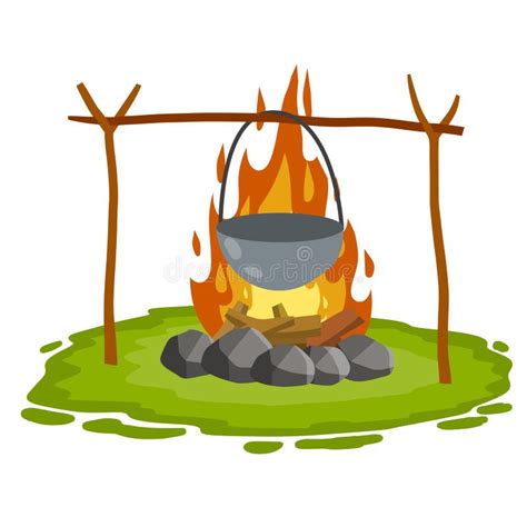 ilustración de un antiguo fogón de campo donde se comparten historias y refranes