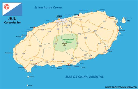 Mapa de la Isla de Jeju, Corea del Sur, con sus principales zonas de cultivo