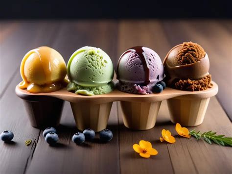 Variedad de helados artesanales: lácteos y veganos