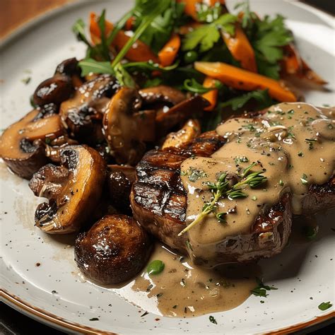 Filete de res con salsa de champiñones