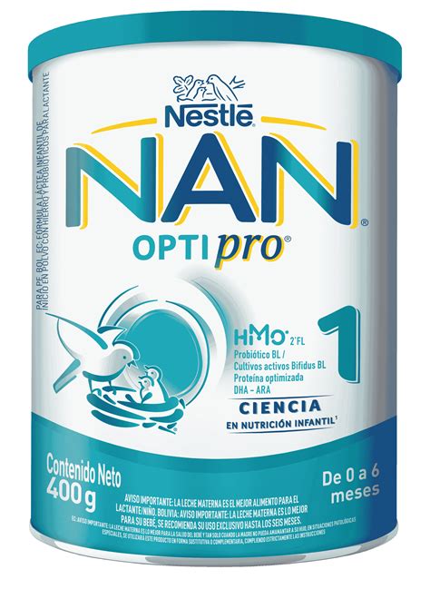Infografía mostrando los componentes clave de NAN 1 Optipro: Proteínas OPTIPRO, DHA-ARA y Probióticos