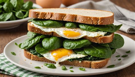 Sándwich frío de huevo cocido, espinaca y tomate