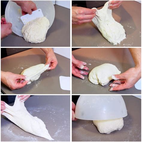 proceso de pliegues de masa de focaccia