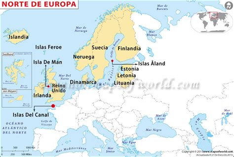 Mapa de Europa con países del norte destacados y elementos navideños