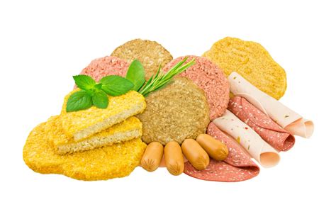 Variedad de análogos de carne vegetal en un supermercado