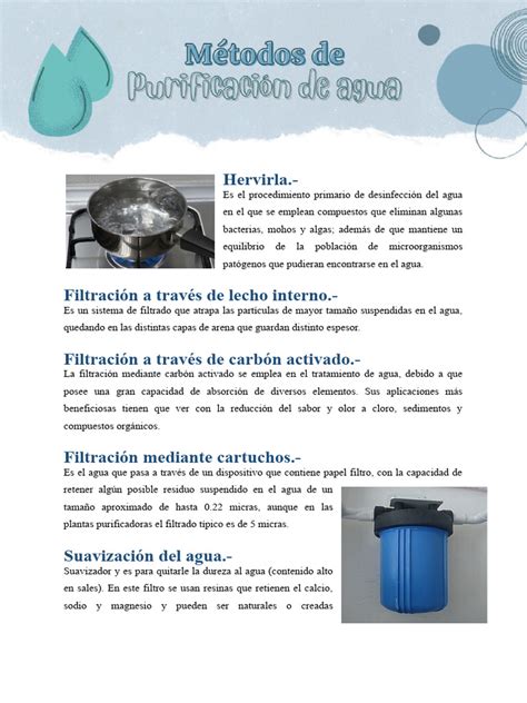 Infografía comparando diferentes métodos de purificación de agua