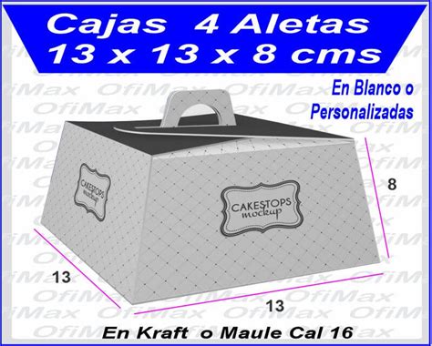 Esquema de una caja de cartulina para pastel, mostrando las líneas de corte y plegado.