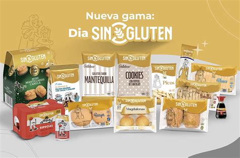 Surtido de productos sin gluten: panes, galletas, snacks y diversas harinas sin gluten en un estante de tienda